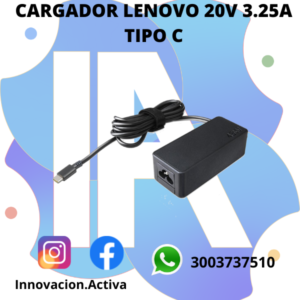 Cargador Lenovo 20v 3,25 amp